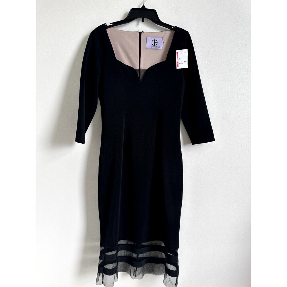 JS Collections Women's Illusion Ottoman Midi Dress In Black Size 6 $198 USD